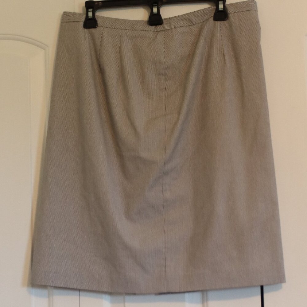 Talbots Blue / White Striped Lined Pencil Skirt Size 14 Cotton/Rayon/Spandex